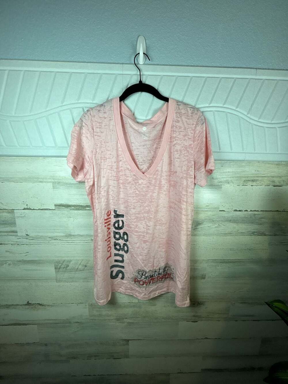 Levelwear Louisville Slugger Women's Pink Burnout V-Neck T-Shirt